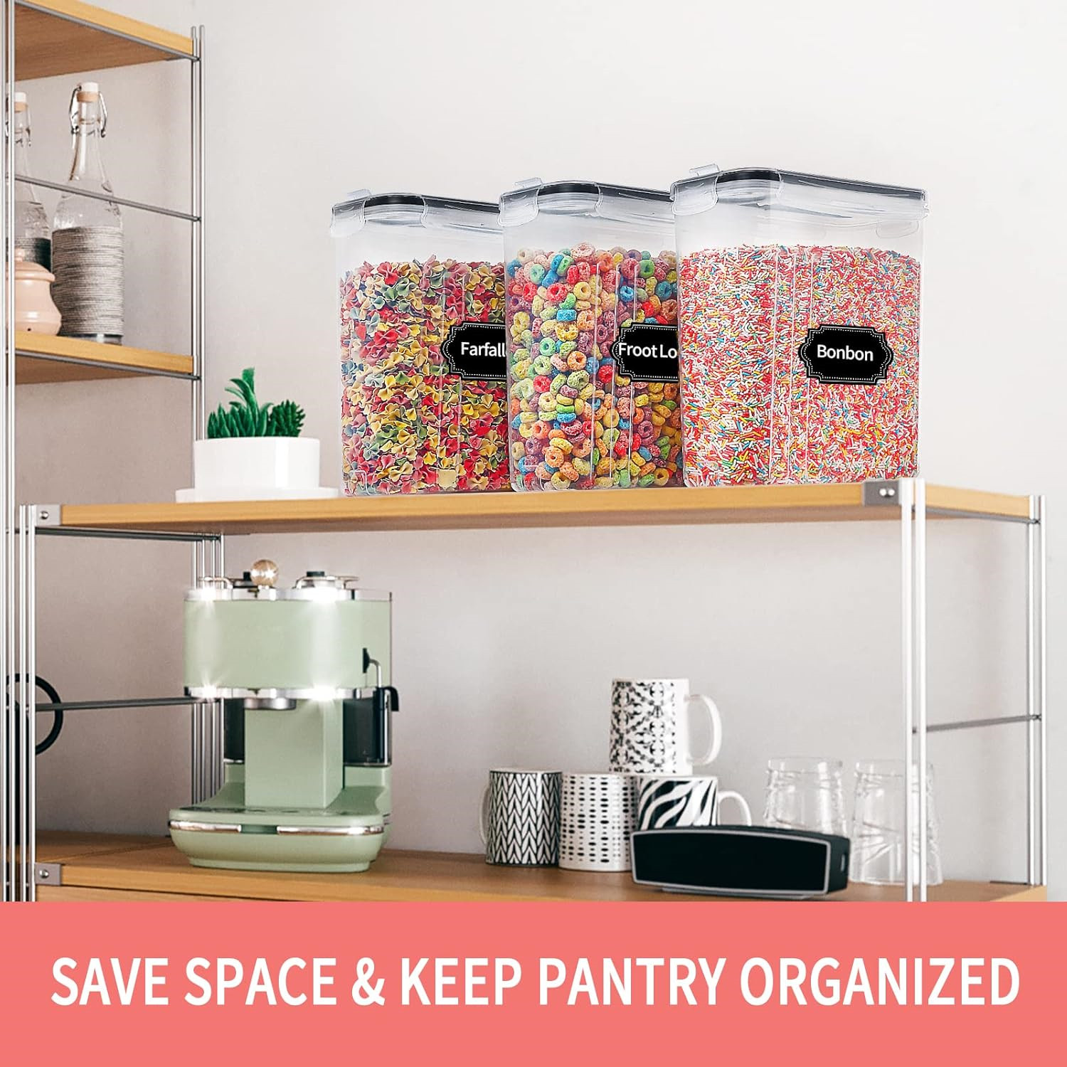 Food Storage Kitchen Container Set - Recipientes de armazenamento de cereais de