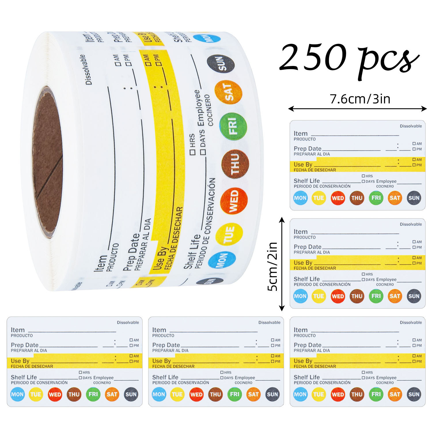 Food Storage Labels - 250 Etiquetas Adesivas Impermeáveis para Alimentos