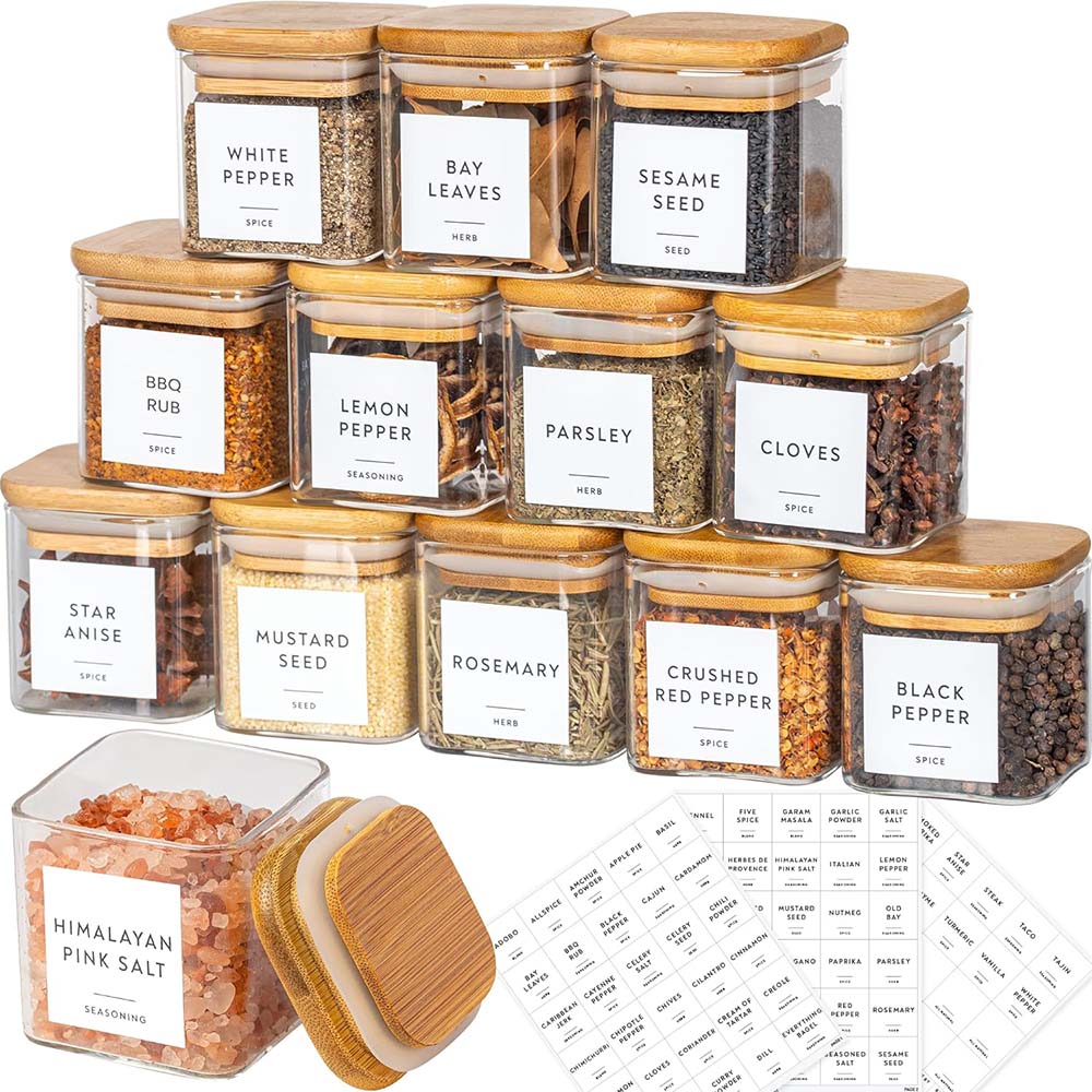 Food Storage Set Glass - Frascos De Vidro Definidos Com Etiquetas