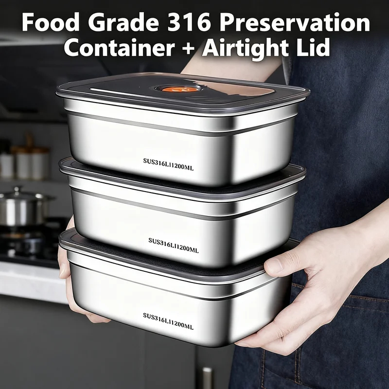 Food Storage Freezer Containers - Caixa Bento de Aço Inoxidável de