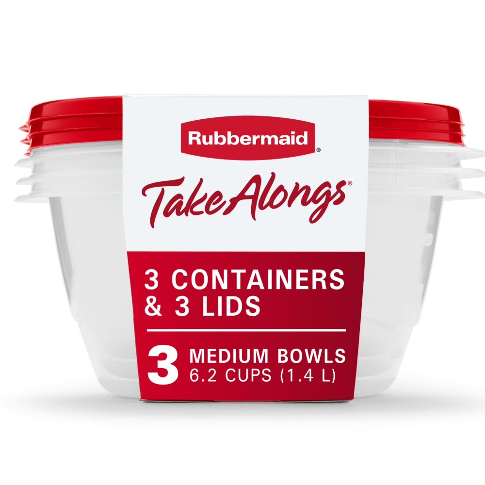 Food Storage Kitchen Container Set - Conjunto de 3 Recipientes Grandes Redondos