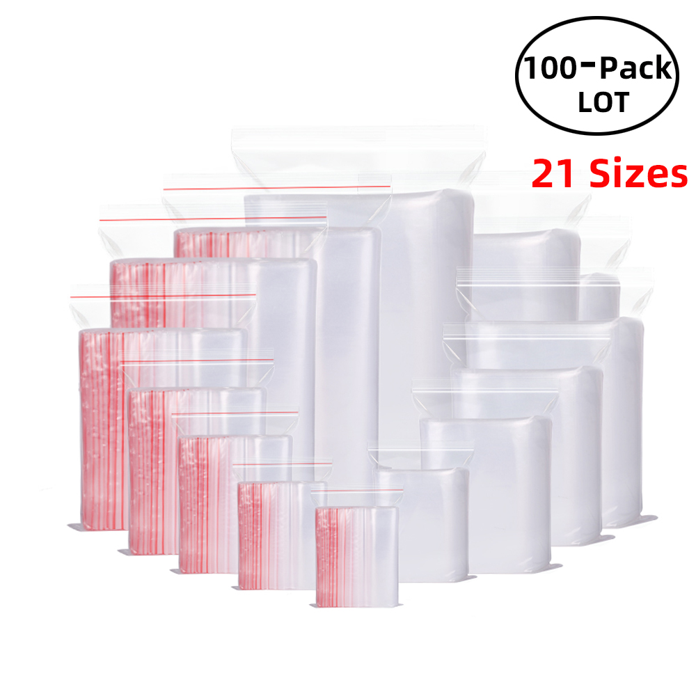 Food Storage Zip Lock Bags - 100 unidades/pacote sacos de bloqueio zip
