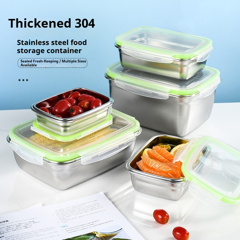 Food Storage Kitchen Container Set - Conjunto de lancheira de aço inoxidável