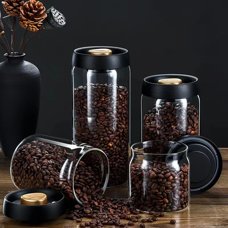 Food Storage Set Glass - Frasco selado a vácuo de grãos