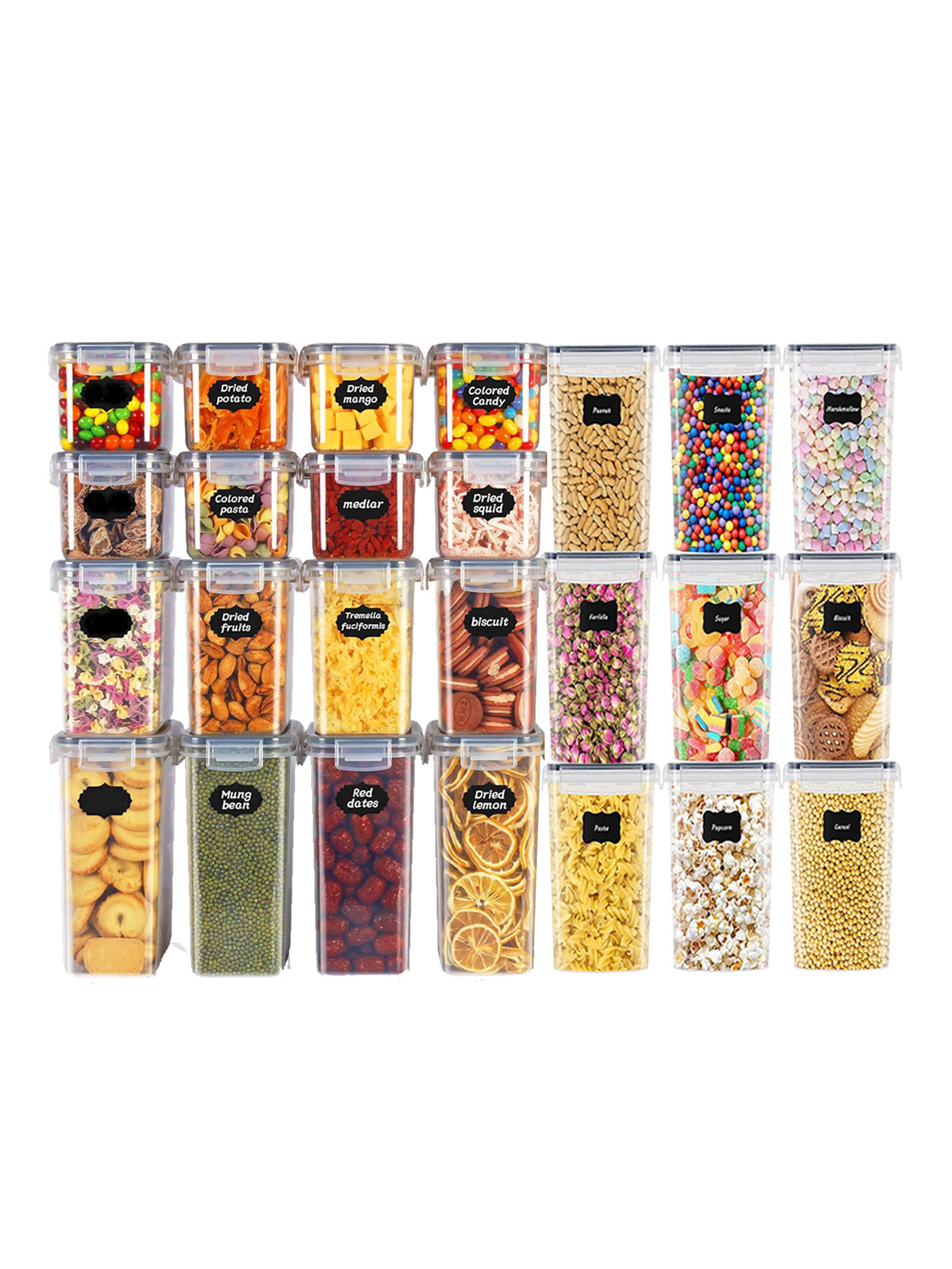 Food Storage Order - 48 peças, Recipientes Herméticos para Armazenamento