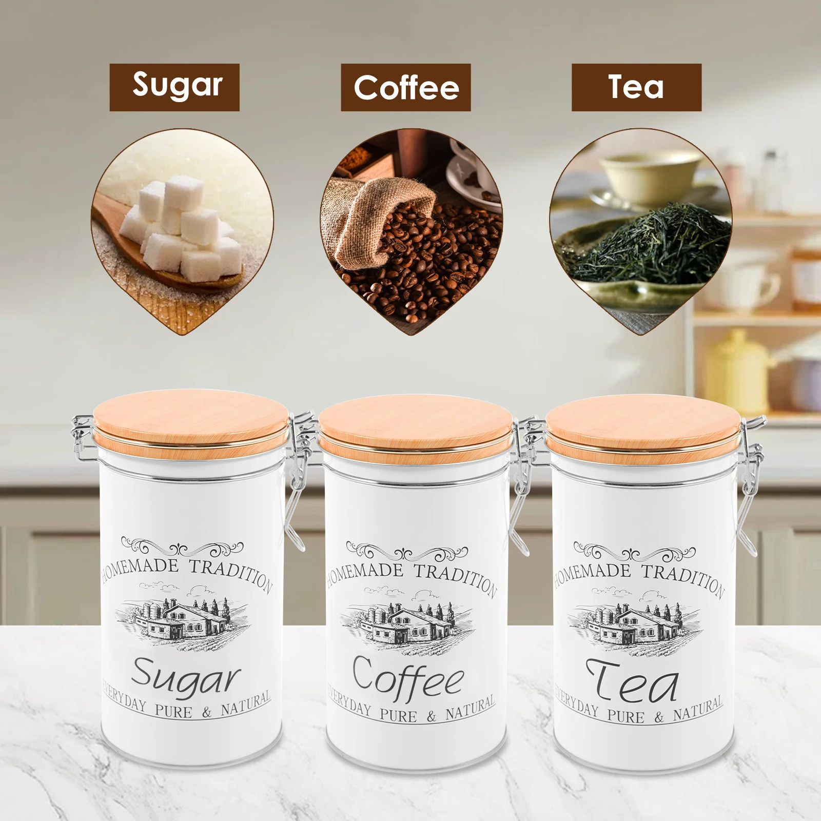 3 pçs/set chá café açúcar vasi - Food Storage Kitchen Container Set avaliação e preço