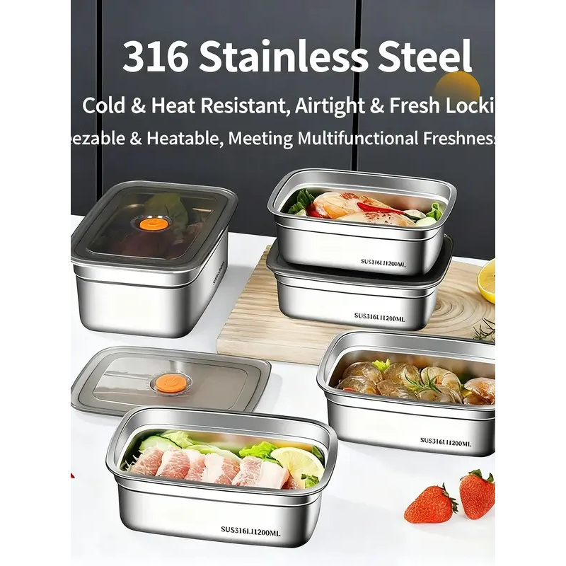 Caixa Bento de Aço Inoxidável  - Food Storage Freezer Containers avaliação e preço