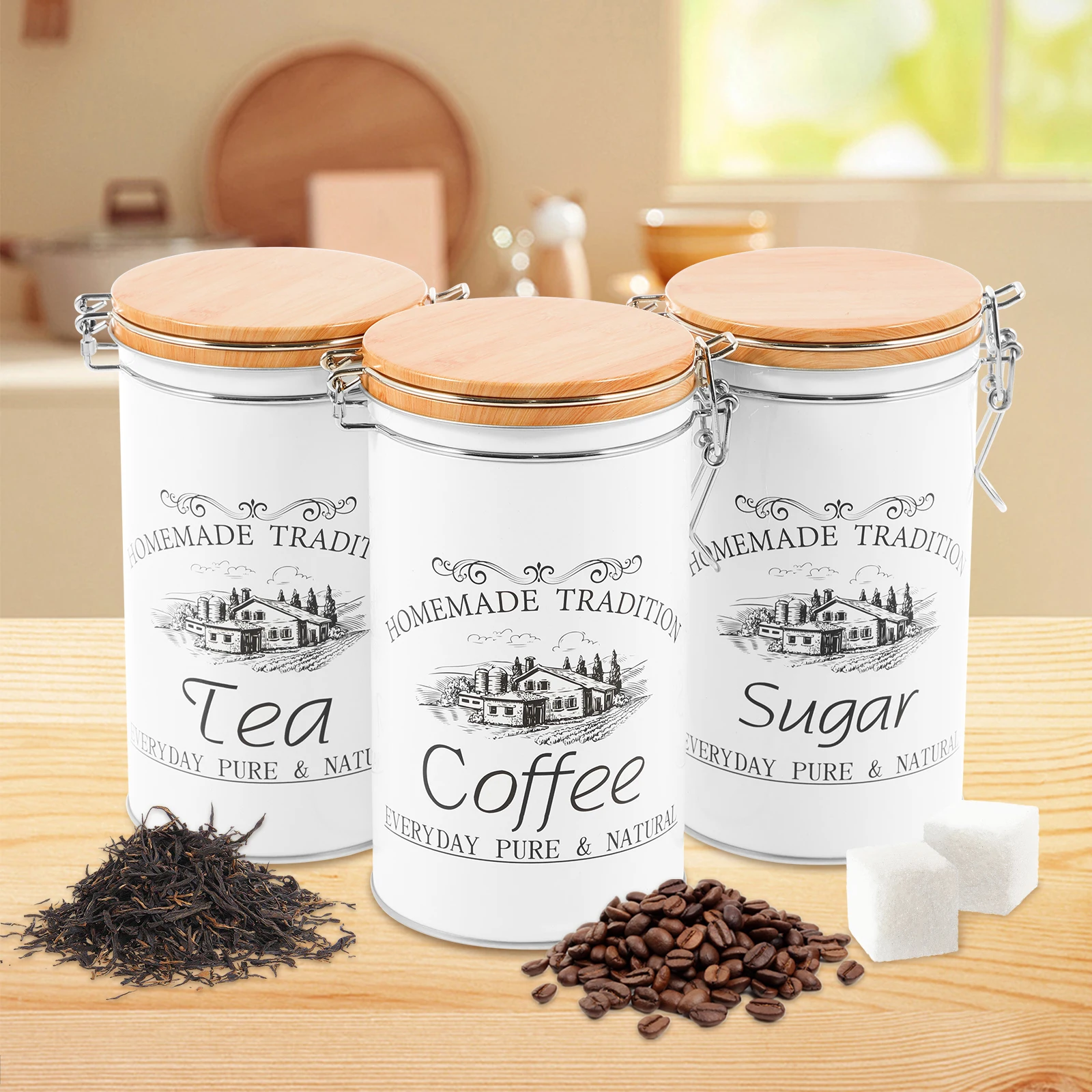 Conjunto de 3 Peças: Latas de  - Food Storage Kitchen Container Set avaliação e preço