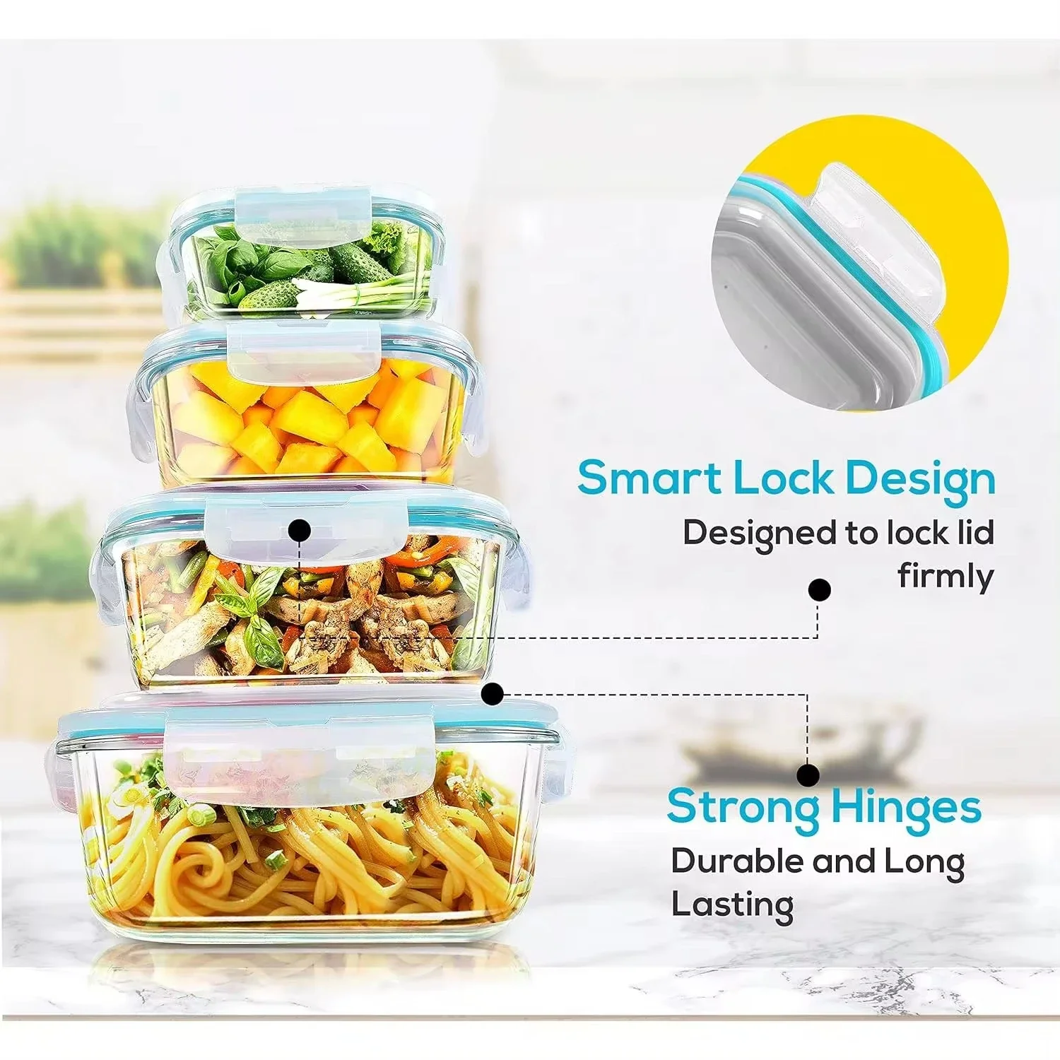 Lancheira de vidro, recipiente - Food Storage Glass Containers avaliação e preço